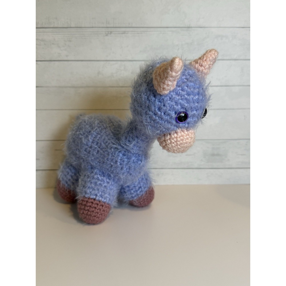 Handmade Crochet 9" Plush Alpaca Llama Purple Amigurumi Stuffed Animal Cute Toy